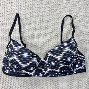 Skye Liz Molded Cup Bikini Top L Underwire Push-Up Swimsuit Ruched Vestige Black